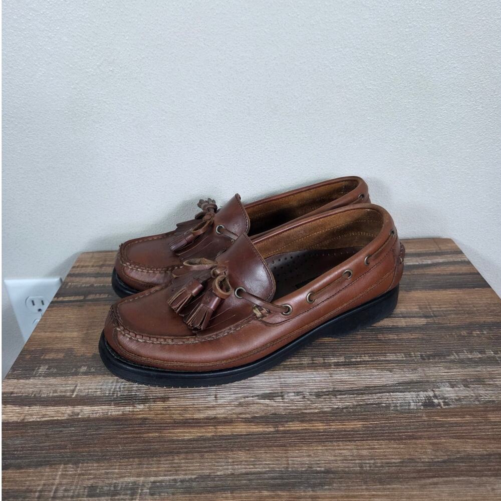Brown Shoe Sundance Kiltie Tassel Brown Leather Men's Loafers Size 9